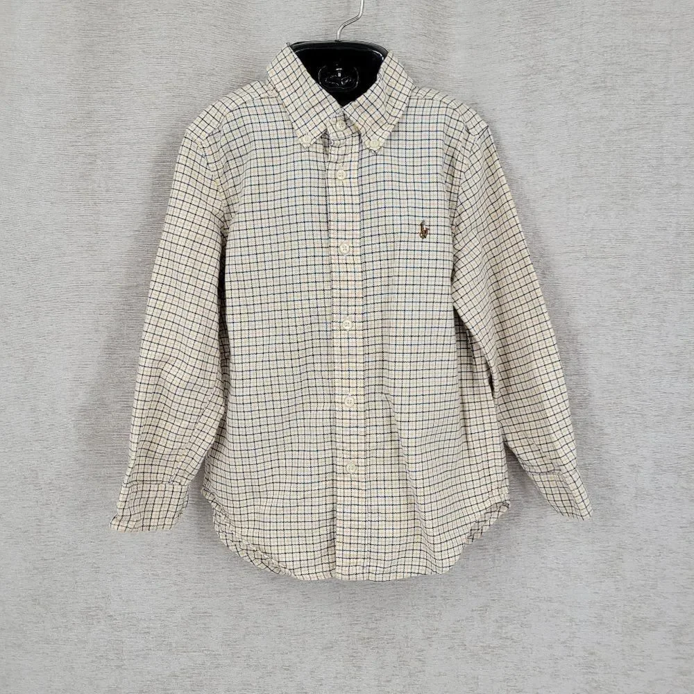 Ralph Lauren Boys Yellow Plaid Button-Down Shirt  Classic Long Sleeve
